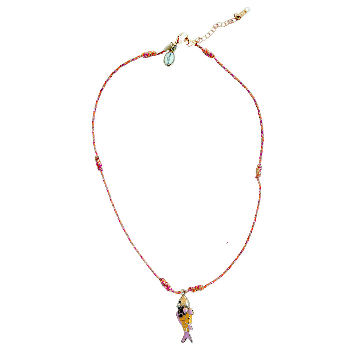 Kurze Stringkette-Glitzer mit Anhänger Fisch in Orange