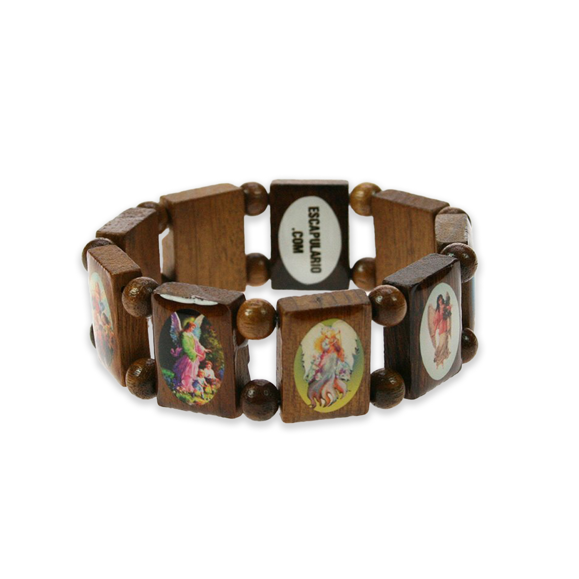 Original Escapulario Schutzengel Holzarmband braun
