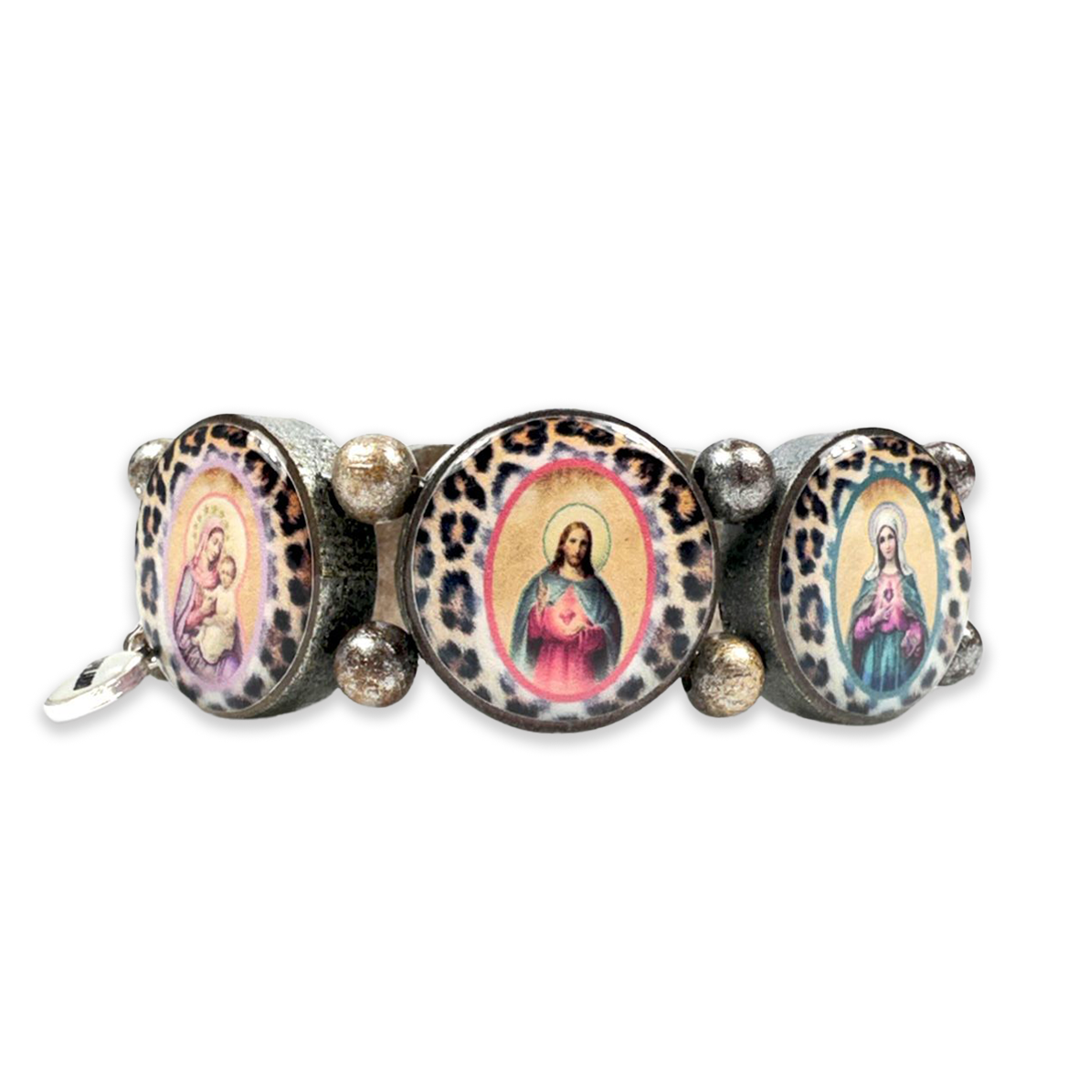 Wooden Bracelet Brown with Leo &amp; Saint Motifs