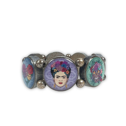 Bracelet rond en bois Frida Kahlo