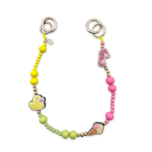 Kurze Handykette Beach aus Holzperlen – bunt & vergoldet