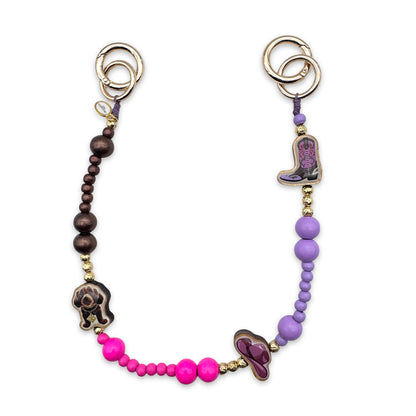 Kurze Handykette Cowgirl aus Holzperlen – edel & vergoldet