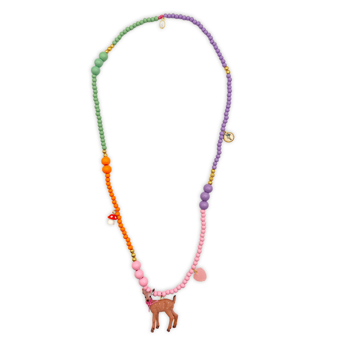 Holzperlenkette „Reh“ – Pastell