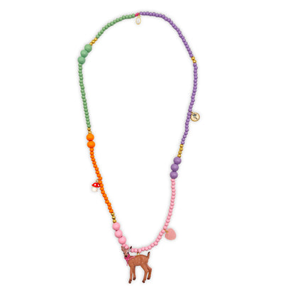 Holzperlenkette „Reh“ – Pastell