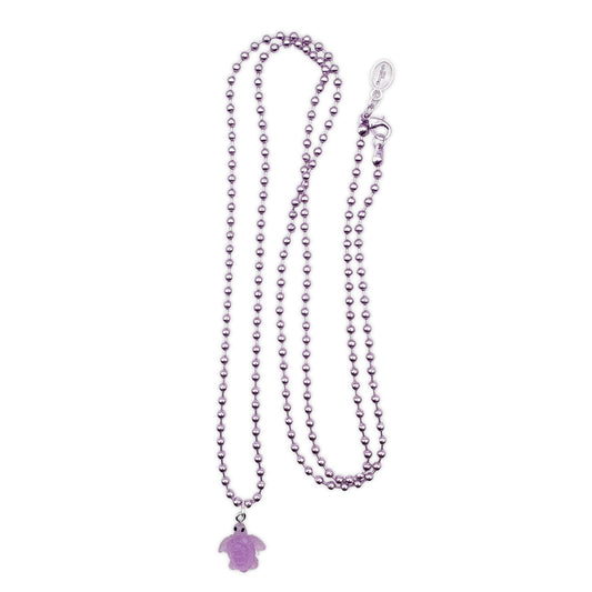 Kugelkette Metallic Flieder mit fluoreszierender Schildkröte aus Acryl