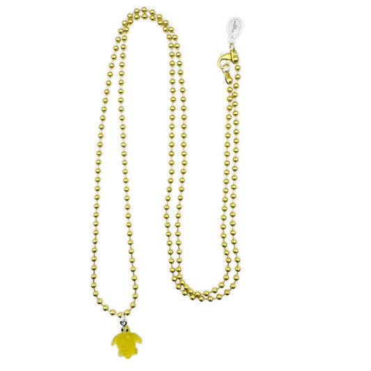 Kugelkette Metallic Gelb mit fluoreszierender Schildkröte aus Acryl