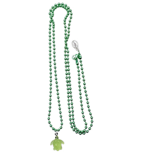 Kugelkette Metallic Grün mit fluoreszierender Schildkröte aus Acryl
