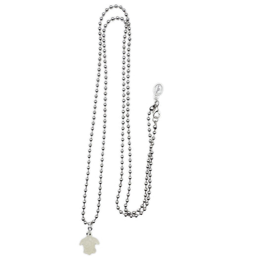 Kugelkette Metallic Silber mit fluoreszierender Schildkröte aus Acryl