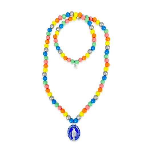 Madonna necklace Candy made of 12mm wooden beads