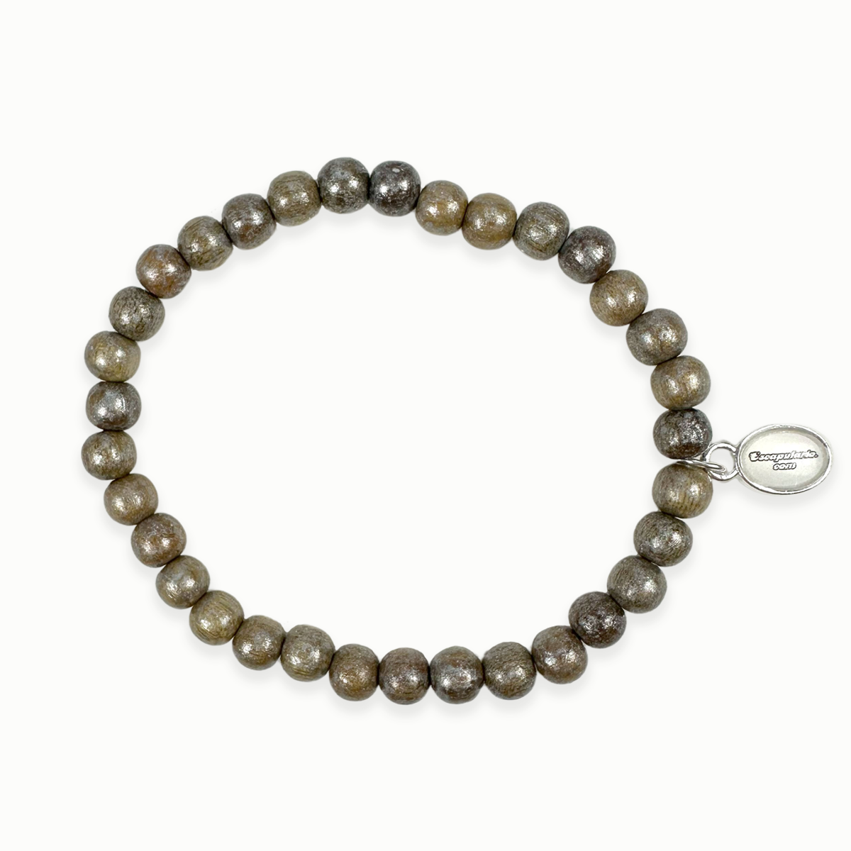 wooden bead bracelet brown-metallic