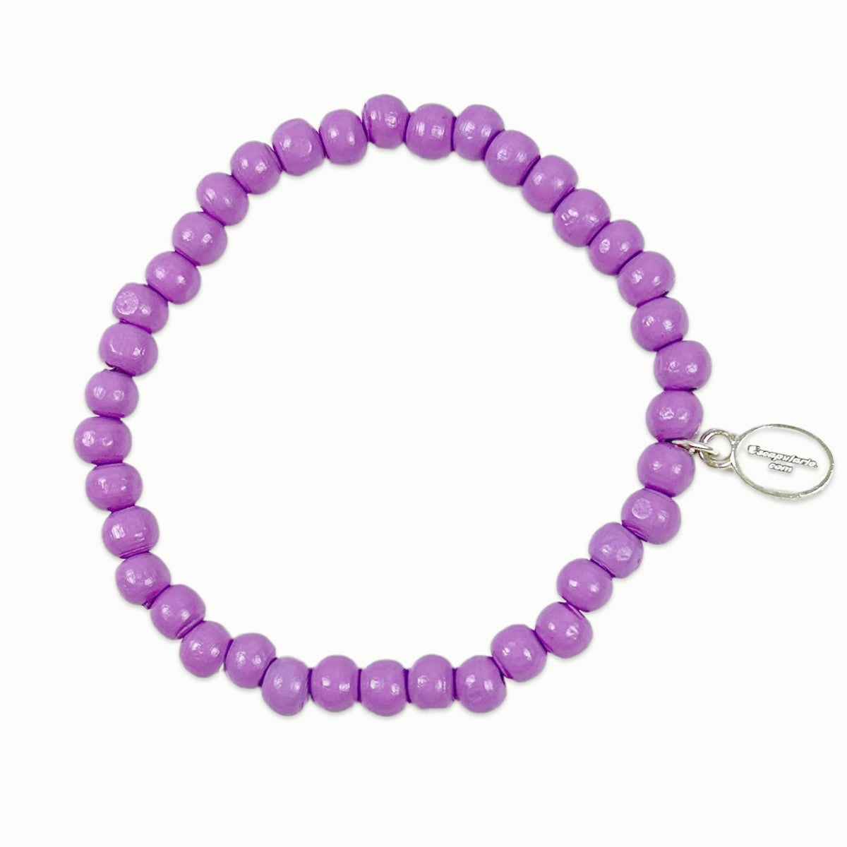 bracelet en perles de bois lilas