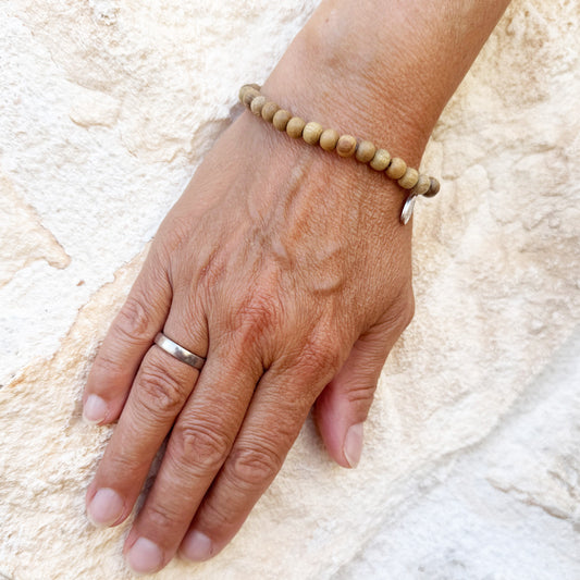 wooden bead bracelet brown-metallic