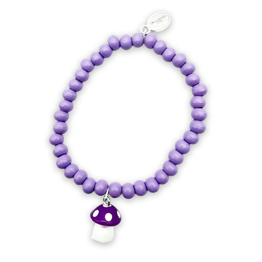 Wooden bracelet 6mm in lilac with wooden pins