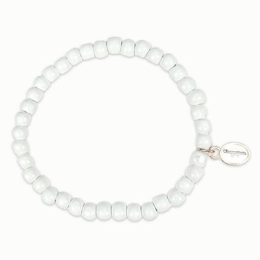 wooden bead bracelet white