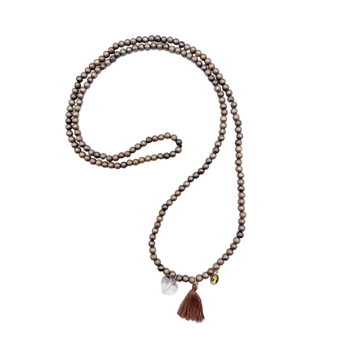 Tassel necklace, brown metallic