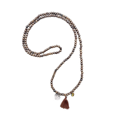 Tassel necklace, brown metallic