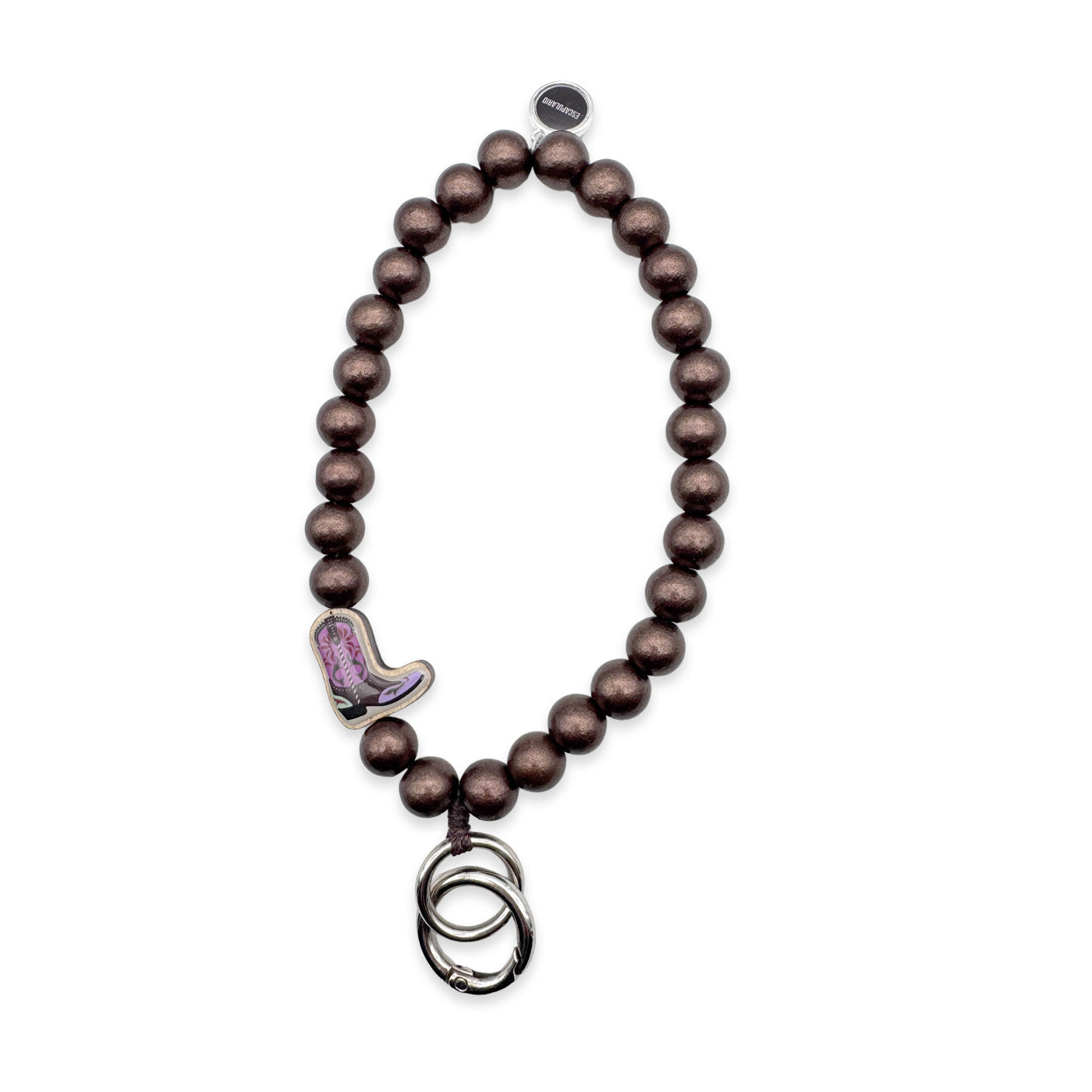 Schlüsselkette Bronze mit Holzpin Cowboystiefel