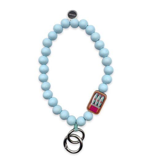 Schlüsselkette Skyblue mit Holzpin Sardine