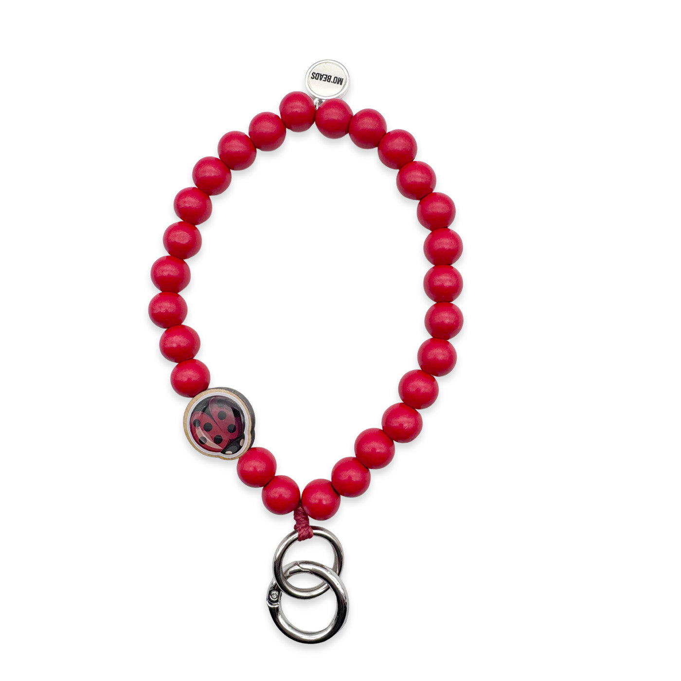 Schlüsselkette Koralle mit Holzpin Käfer