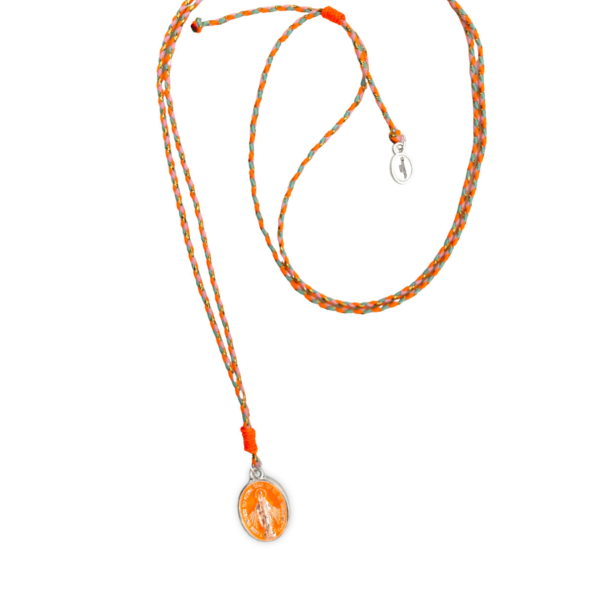 Stringkette mit Madonnamedaillon Orange-Silber