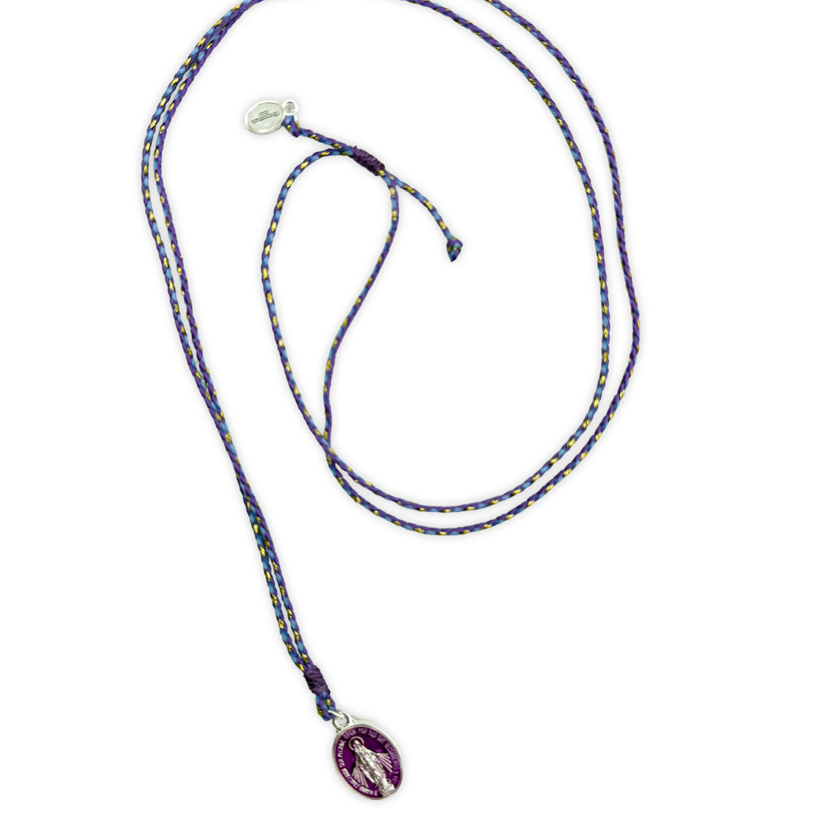 Stringkette mit Madonnamedaillon Lila-Silber