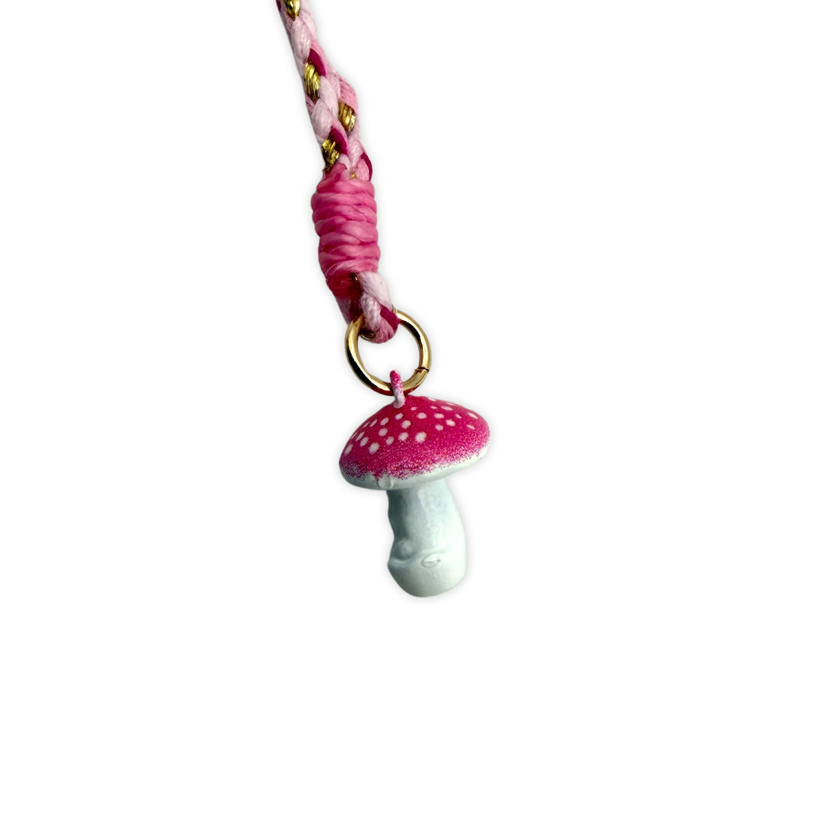 Bunte Stringkette mit pinkem Pilz