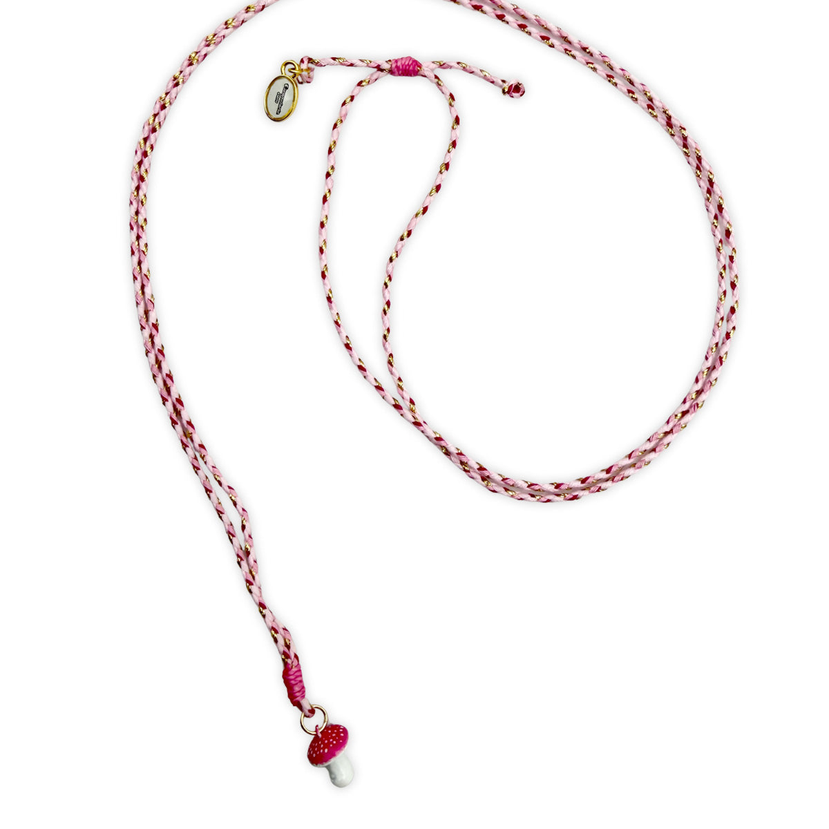 Bunte Stringkette mit pinkem Pilz