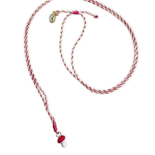 Bunte Stringkette mit pinkem Pilz