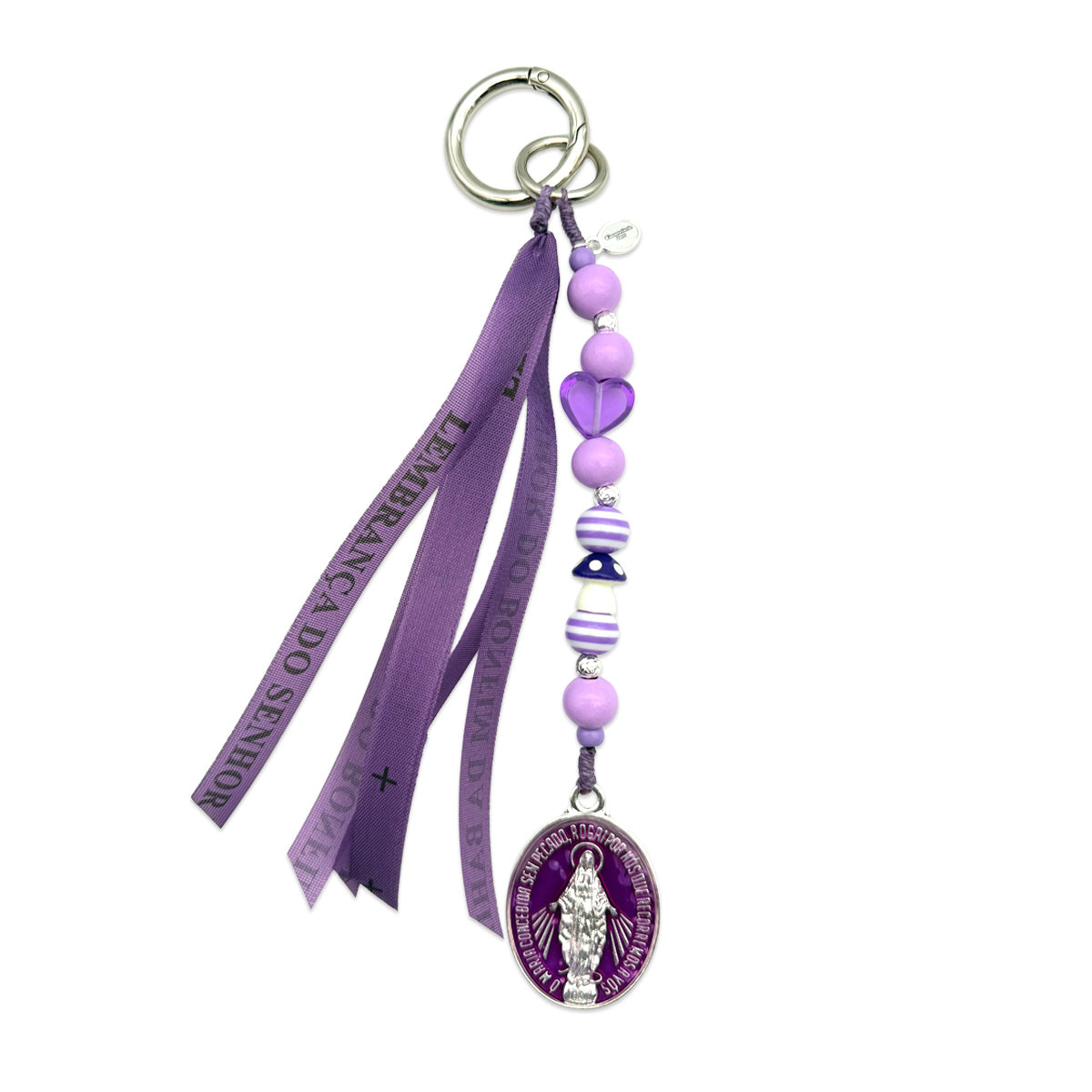 Taschenanhänger Madonna mit Bonfimband in Flieder / Lila