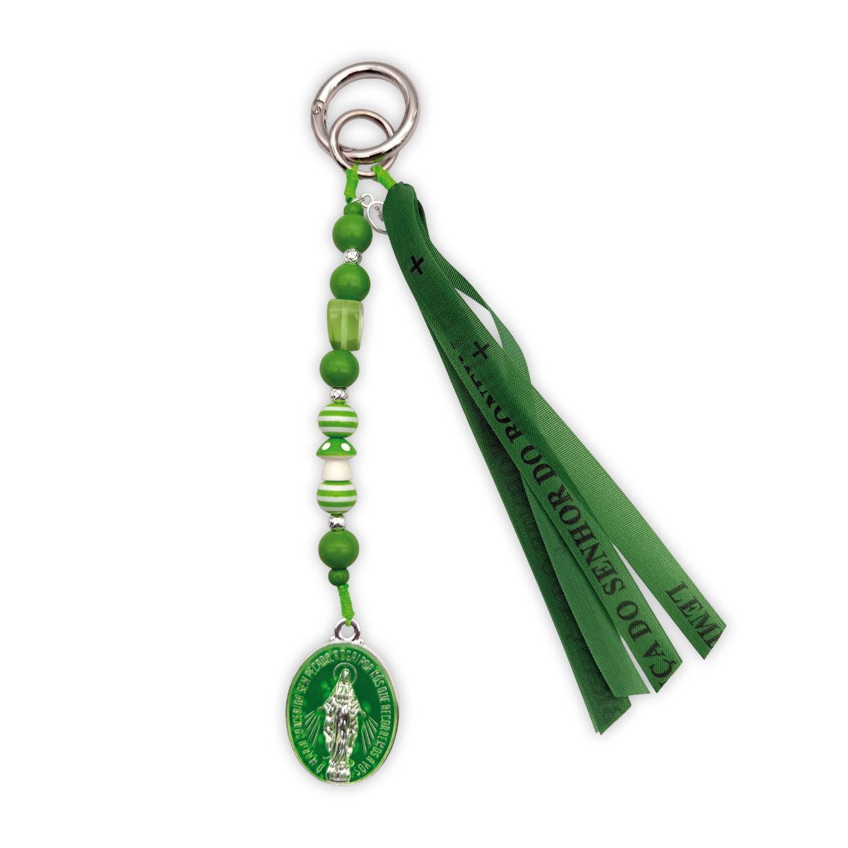 Taschenanhänger Madonna mit Bonfimband in Neongrün