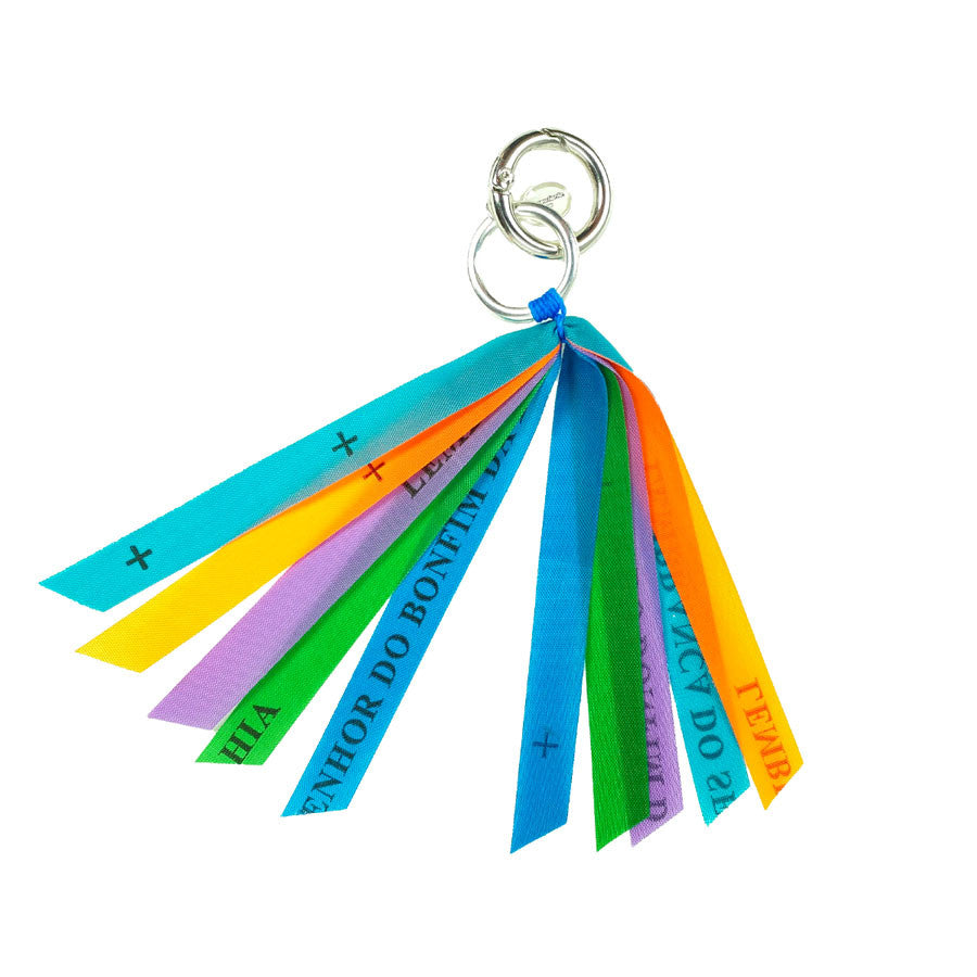 Escapulario Anhänger Petrol aus Bonfimbändern als farbenfroher Glücksbringer Bagcharm für Taschen und Handtaschen eine besondere Geschenkidee für Damen.