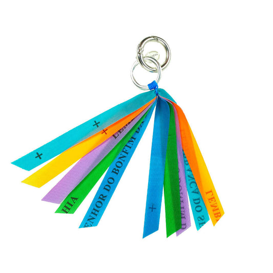 Escapulario Anhänger Petrol aus Bonfimbändern als farbenfroher Glücksbringer Bagcharm für Taschen und Handtaschen eine besondere Geschenkidee für Damen.