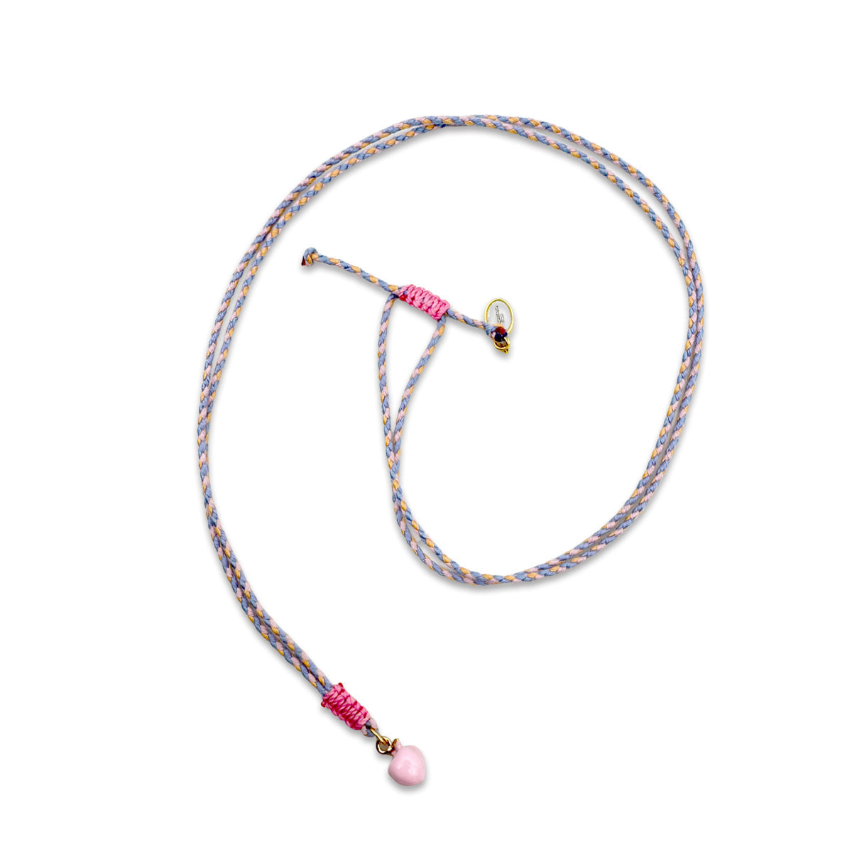 Escapulario String Halskette mit Keramikanhänger Pfirsich aus Keramik und Schnur als zart fruchtiges Sommer Accessoire für deinen Look.
