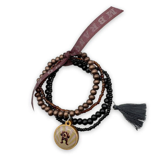 Escapulario Armbandset 2025 Dark mit Wackeldackel als einzigartiger Armschmuck für Frauen mit dem kultigen Wackeldackel Pin.