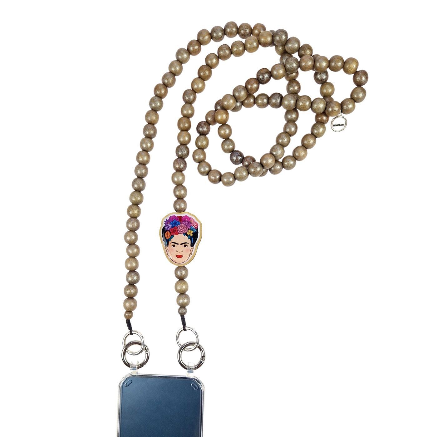 Frida Kahlo Mobile Phone Chain Brown Metallic – Escapulario