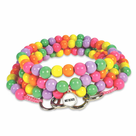 Escapulario Handykette aus bunten Holzperlen im Candymix, klassische farbenfrohe Smartphonekette.