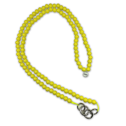 Escapulario Handykette Lemon mit zitronengelben Perlen und Karabinern als spritziges Sommer-Handyband für dein Smartphone.