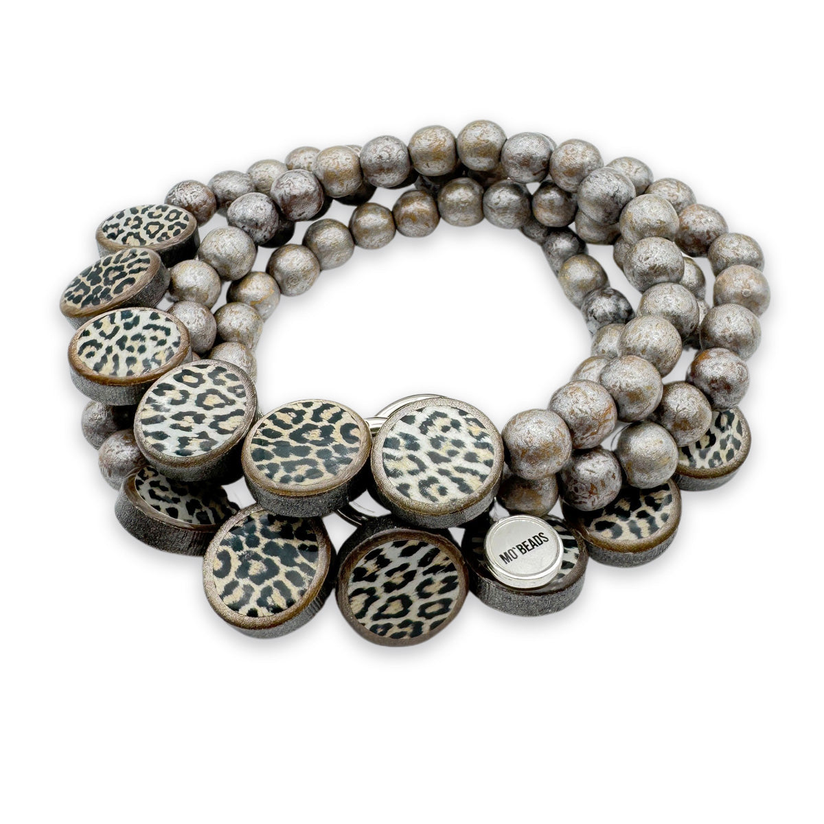 Escapulario Handykette Leoprint mit Animal-Print-Perlen und Karabinern als auffällige Handy-Kette im Leoparden-Look.