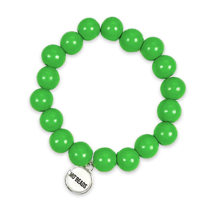 Escapulario Holzarmband in Apple aus 12mm Perlen mit elastischem Band als frisch grünes sommerliches Armband für Damen.