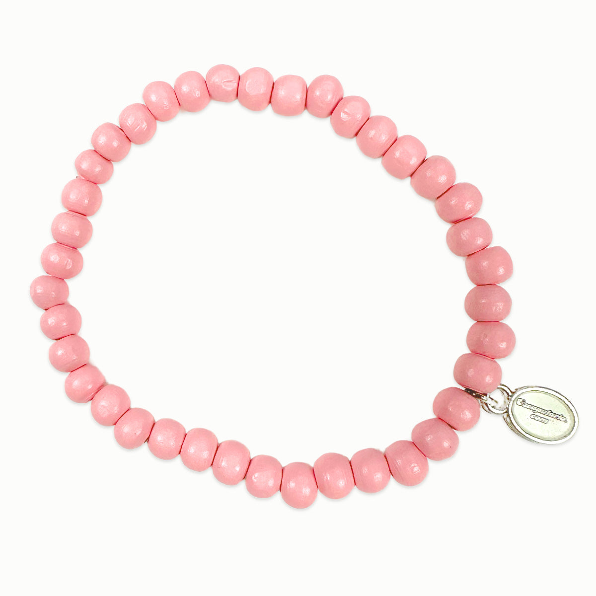 Escapulario Holzarmband in Apricot aus 6mm Perlen mit elastischem Band als zartes warmes Armband für modebewusste Damen.