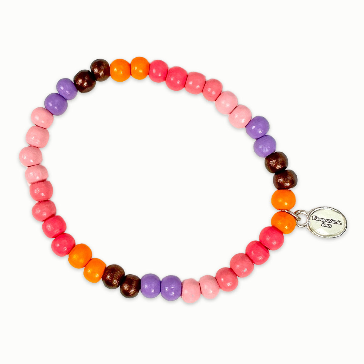 Escapulario Holzarmband Fairy aus 6mm Perlen mit elastischem Band als verspieltes buntes Armband für Frauen die bunte Accessoires lieben.