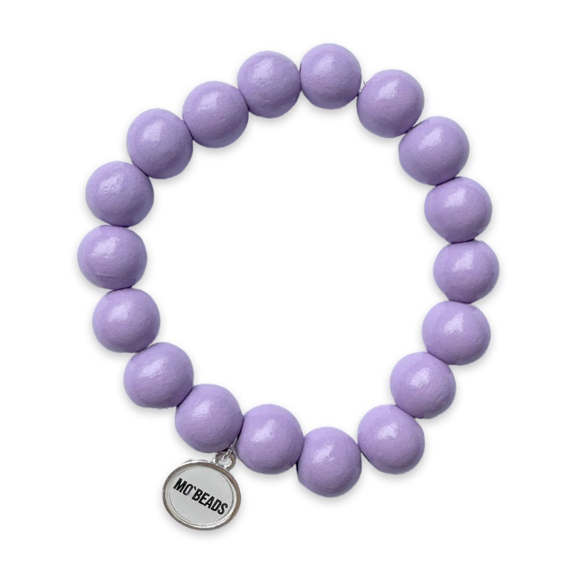 Escapulario Holzarmband in Flieder aus 12mm Perlen mit elastischem Band als zartes romantisches Armband für Frauen.