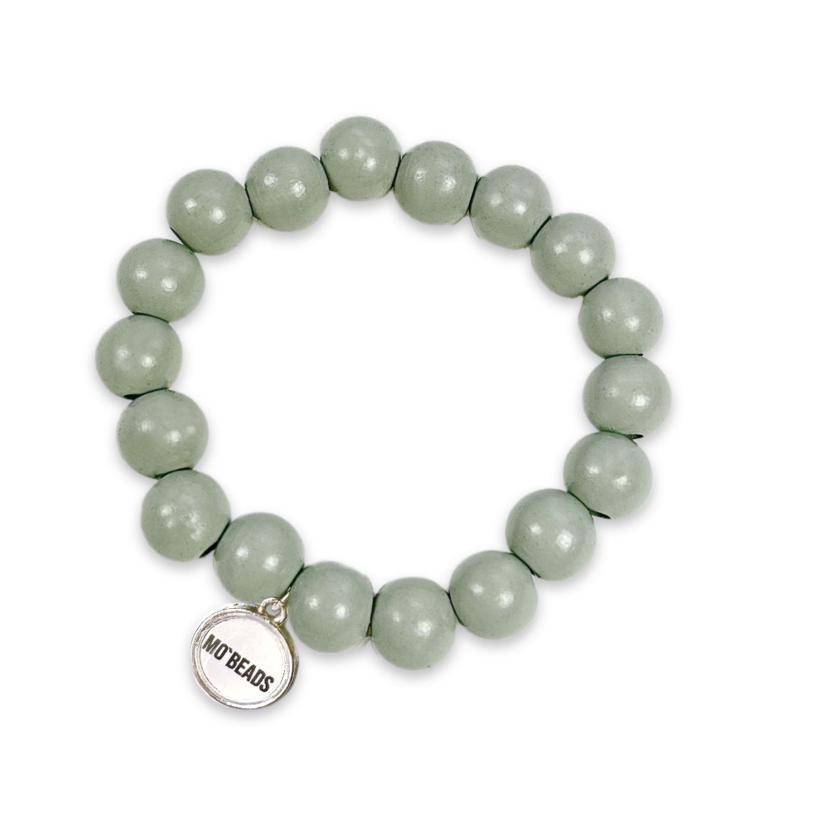 Escapulario Holzarmband in Lightgrey aus 12mm Perlen mit elastischem Band als dezentes minimalistisches Armband für Damen.
