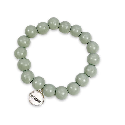 Escapulario Holzarmband in Lightgrey aus 12mm Perlen mit elastischem Band als dezentes minimalistisches Armband für Damen.