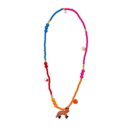 Escapulario Holzperlen Halskette Fuchs aus bunten Holzperlen mit Fuchsanhänger als fröhliche Statement-Halskette für Groß und Klein.
