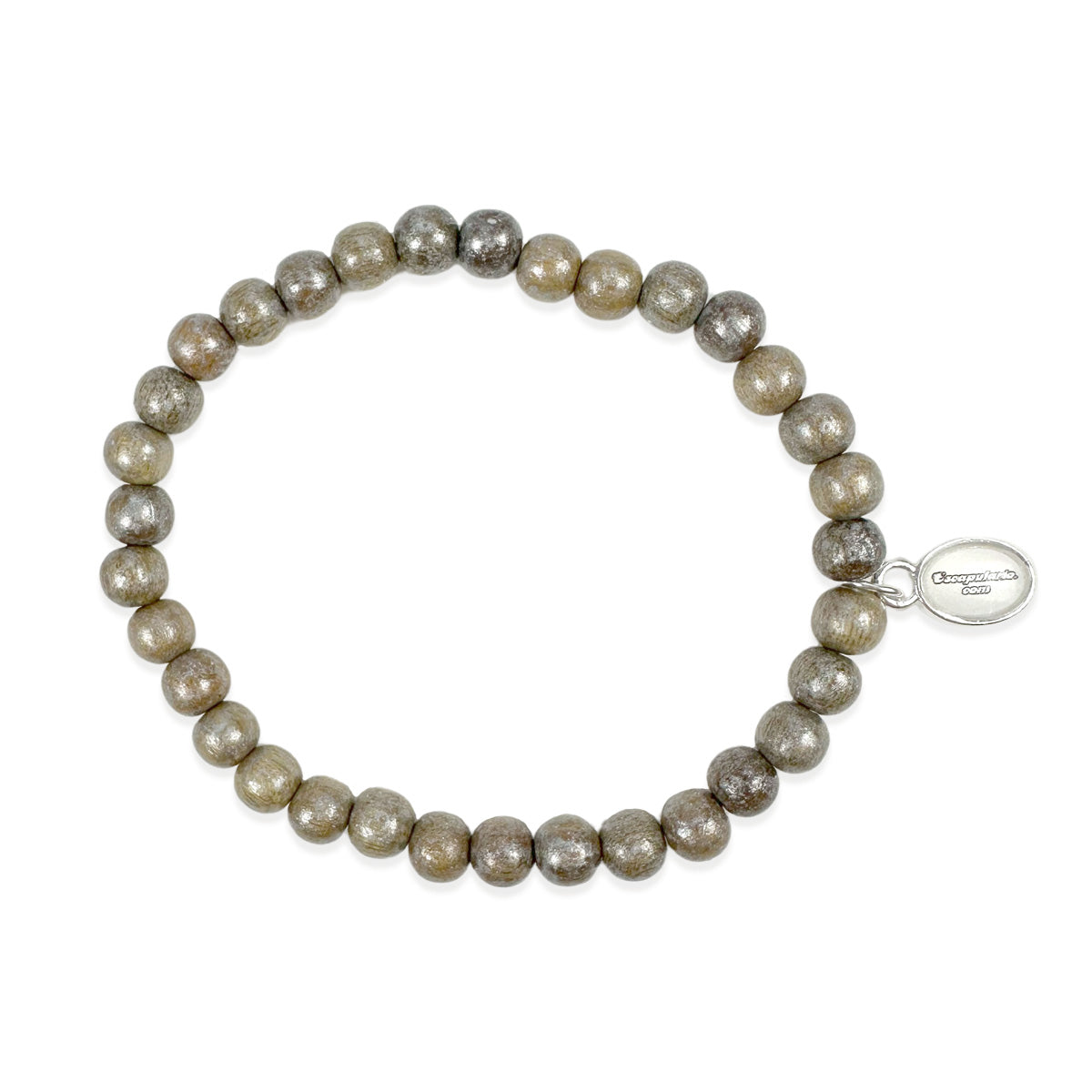 Escapulario Holzperlenarmband in Braun Metallic aus 6mm Holzperlen mit elastischem Band als edles schimmerndes Accessoire für Frauen.