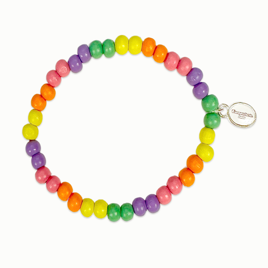 Escapulario Holzperlenarmband Candy aus 6mm Holzperlen mit elastischem Band als buntes verspieltes Accessoire für Damen.