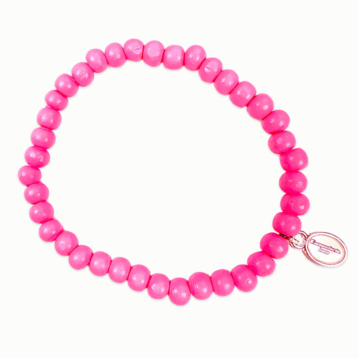 Escapulario Holzperlenarmband in Lipstick aus 6mm Holzperlen mit elastischem Band als auffälliges Statement Accessoire für Damen.