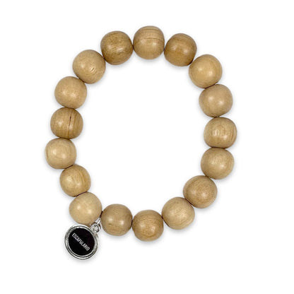 Escapulario Holzperlenarmband in Natur Hell aus 12mm Holzperlen mit elastischem Band als helles natürliches Accessoire für Damen.