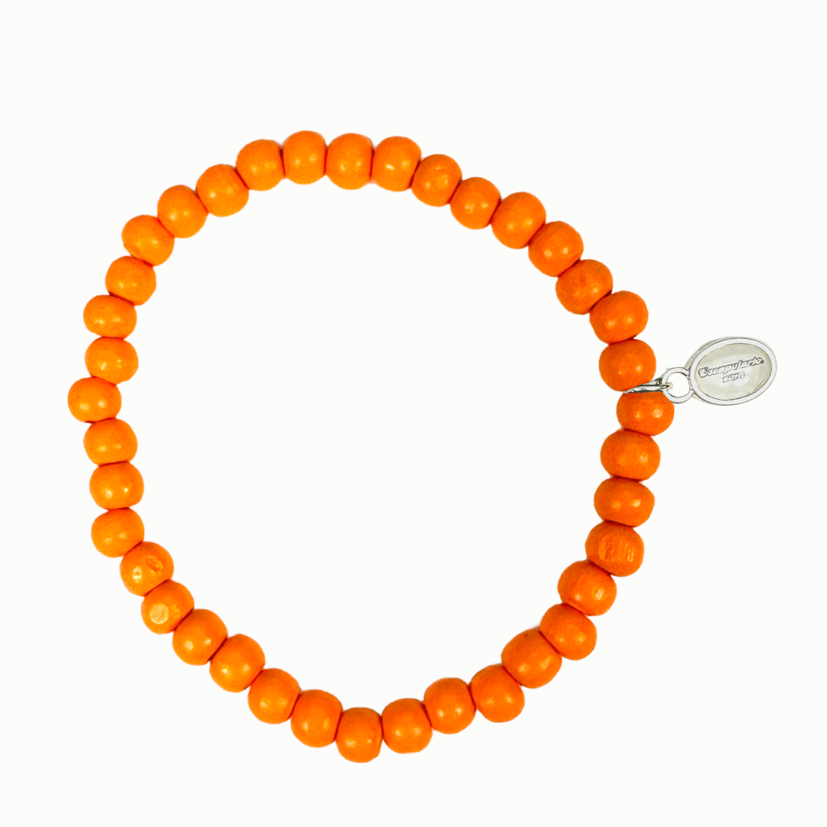 Escapulario Holzperlenarmband in Orange aus 6mm Holzperlen mit elastischem Band als leuchtendes fruchtig buntes Armband für Damen.